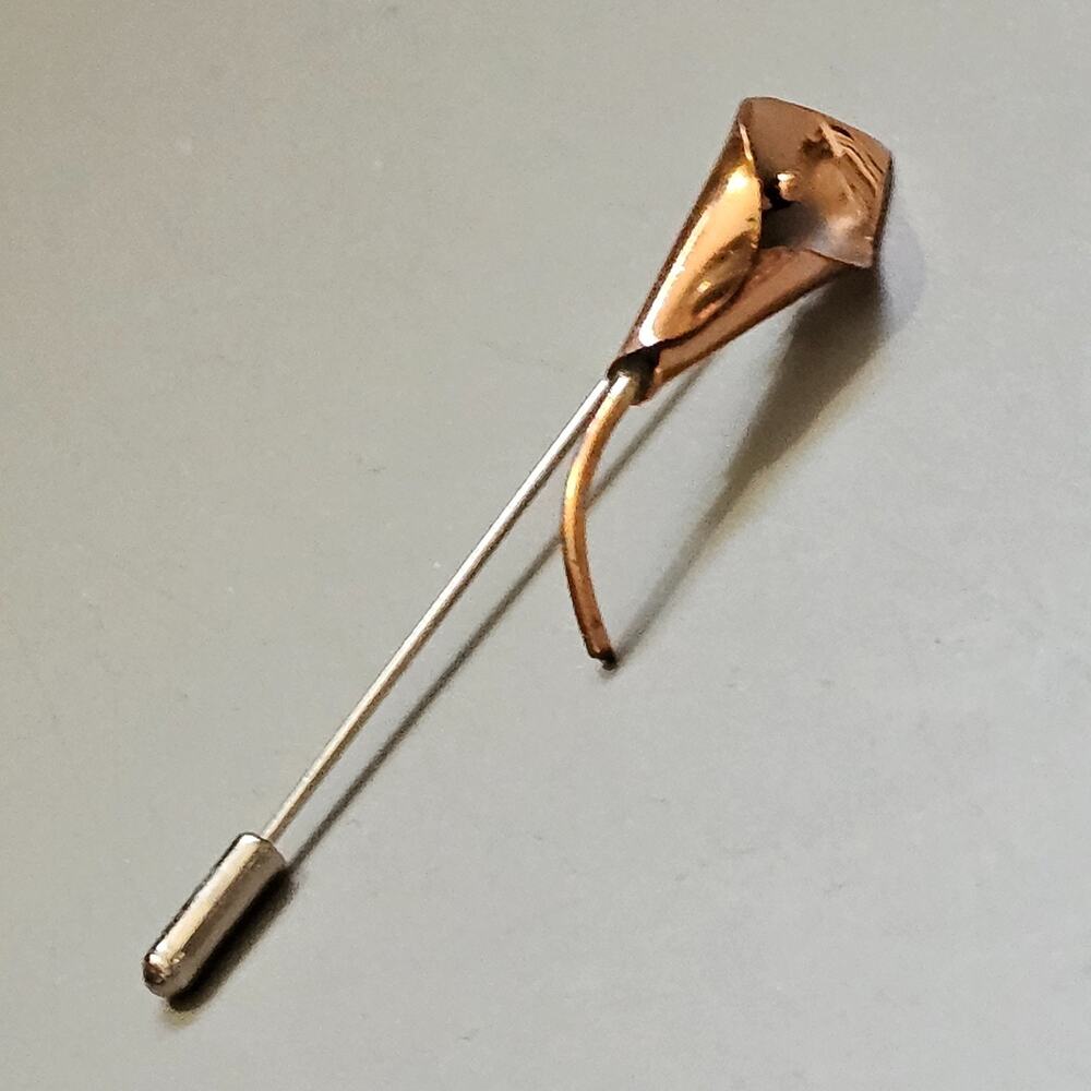 Stuart Nye Copper Calla Lily Flower Stick Pin Modernist MCM Signed Vintage